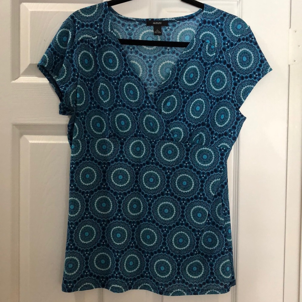 Blue printed blouse.